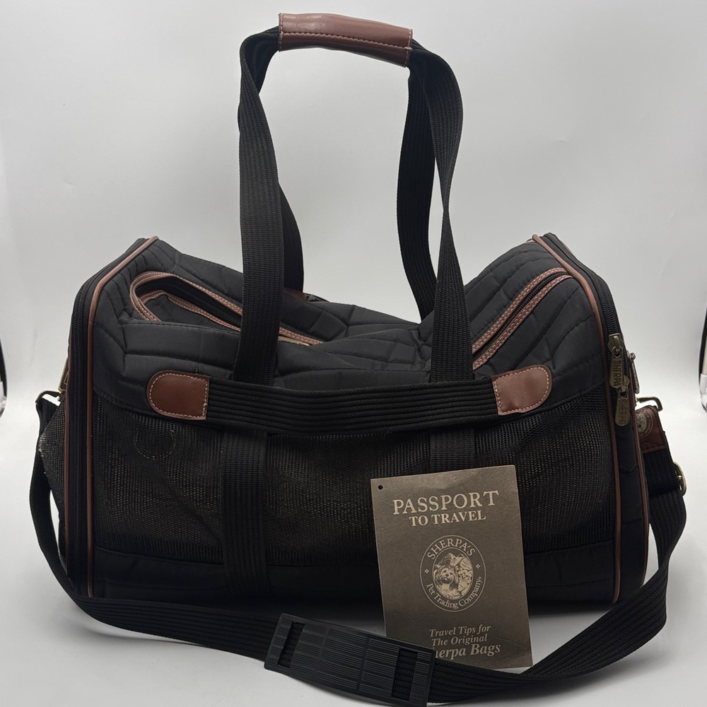 Sherpa Black and Brown Deluxe, Airline Approved SIZE 19" L X 11.75" W X 11.5" H